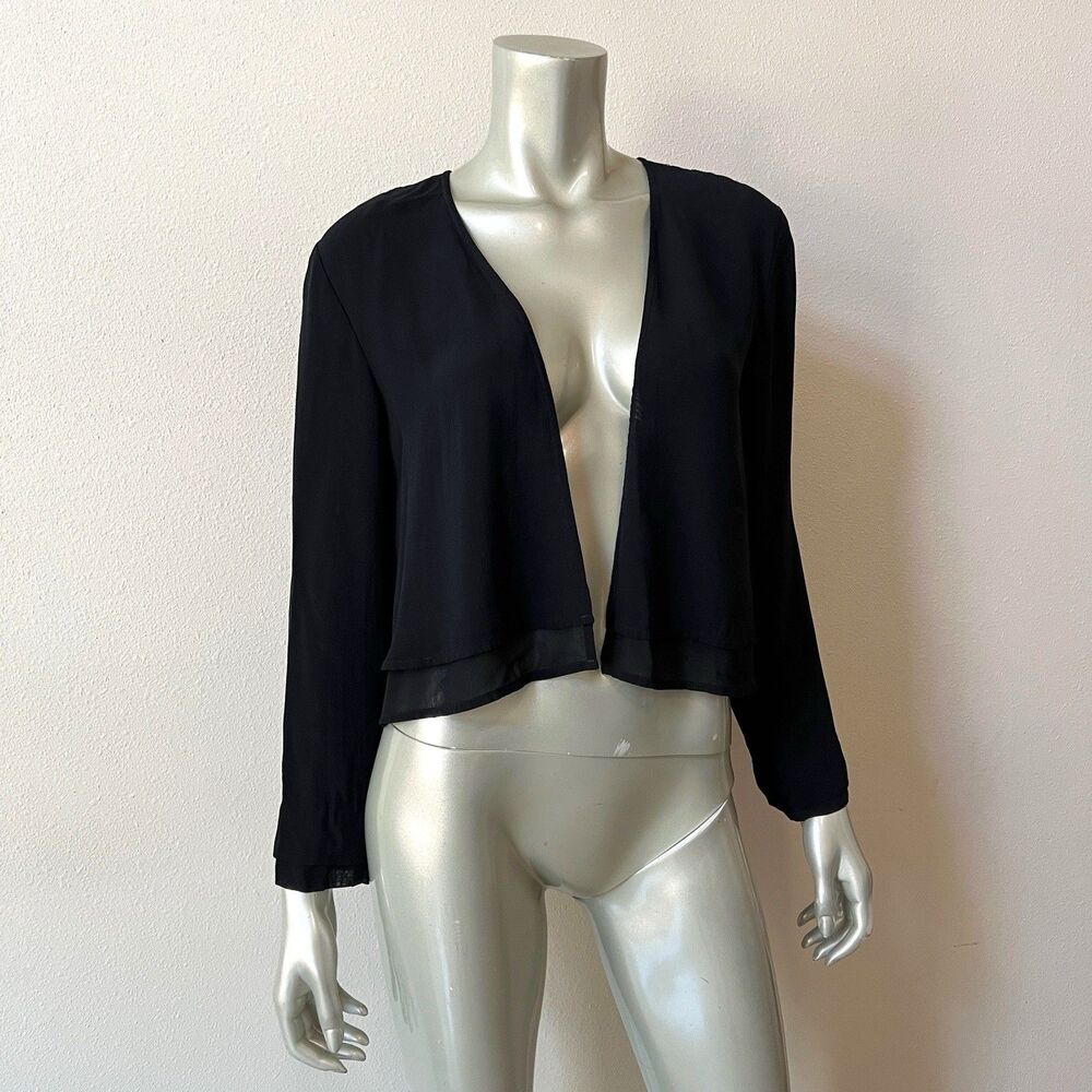 VTG Cache Black Rayon Open Cardigan Top Women’s 4 Layered Jacket Whimsigoth Y2K